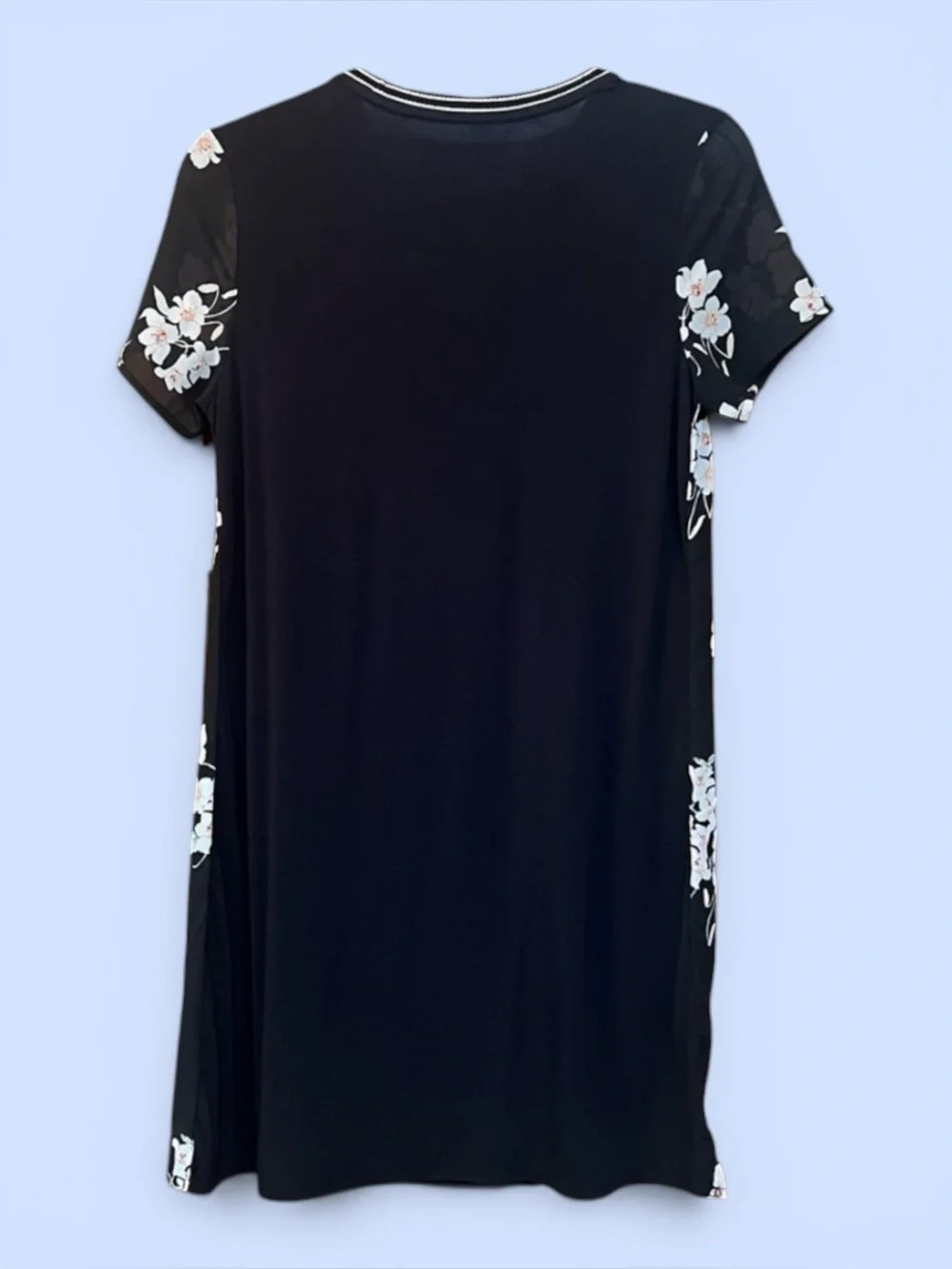 Abercrombie & Fitch Floral Black Mini Dress XS Sheer Sleeves